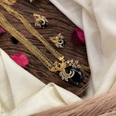 Stylish Purple AD Stone Peacock Pendant Layered Chain-G14620